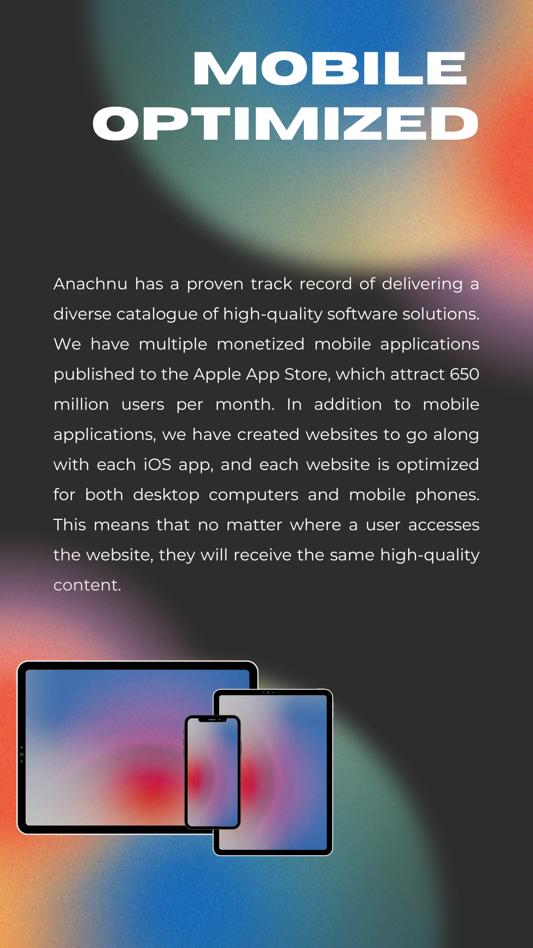 Infographic explaining mobile optimization design approach.