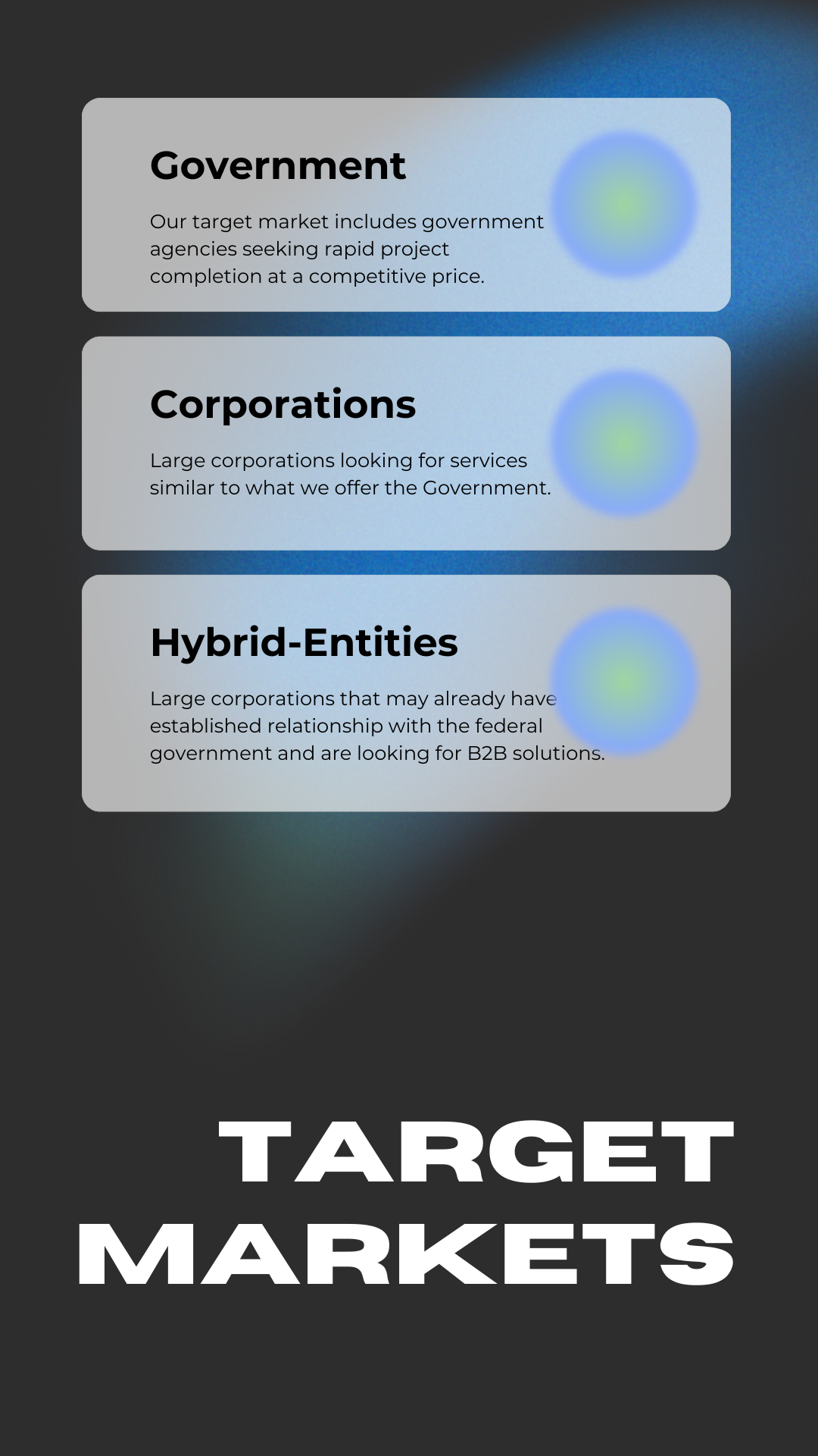 Infographic explaining the target markets for Anachnu, Inc.